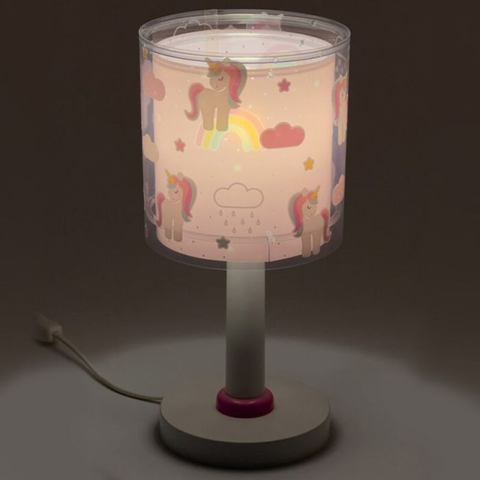 Różowa lampa stołowa dla dzieci plastikowa, Unicorn