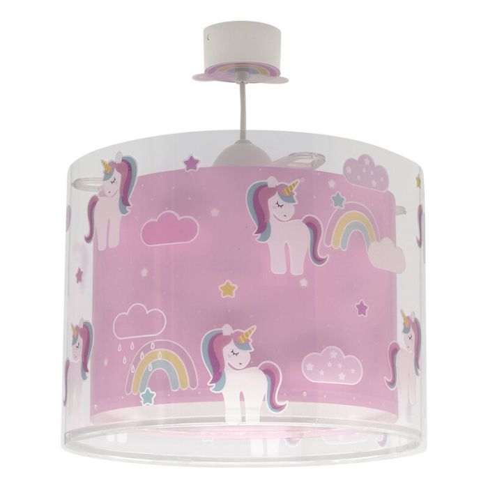 Różowa lampa wisząca dla dzieci plastikowa, Unicorn