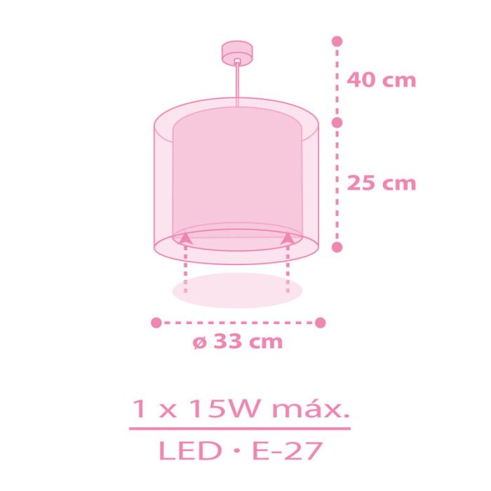 Różowa lampa wisząca dla dzieci plastikowa, Unicorn
