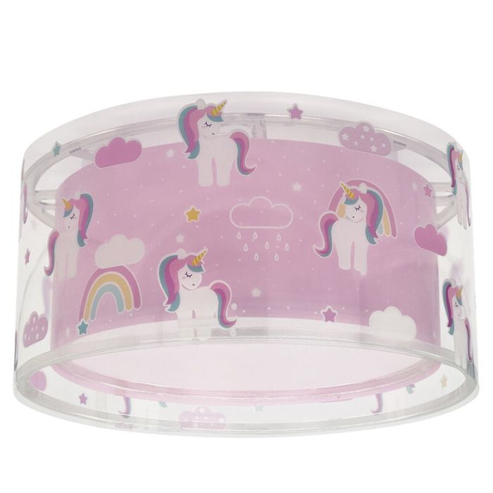 Różowa lampa sufitowa dla dzieci plastikowa, Unicorn