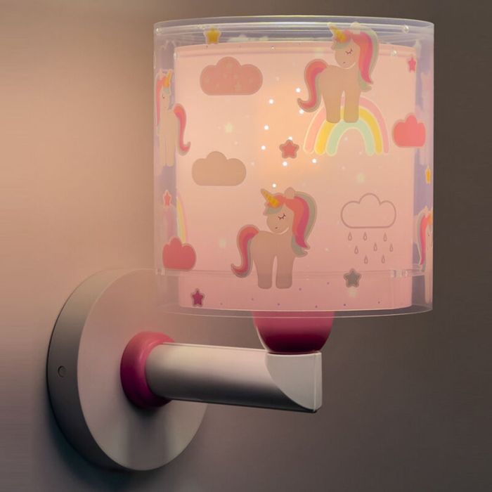 Różowy kinkiet dla dzieci plastikowy, Unicorn