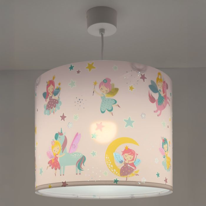 Plastikowa lampa wisząca dla dzieci różowa, Fairy