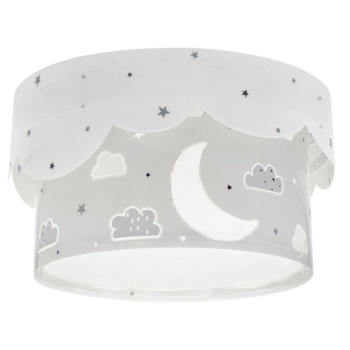 Szara lampa sufitowa dla dzieci plastikowa, Moon