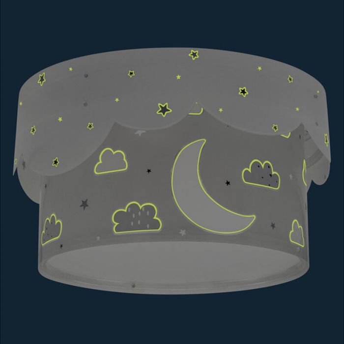 Szara lampa sufitowa dla dzieci plastikowa, Moon