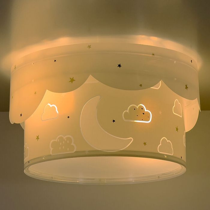 Szara lampa sufitowa dla dzieci plastikowa, Moon