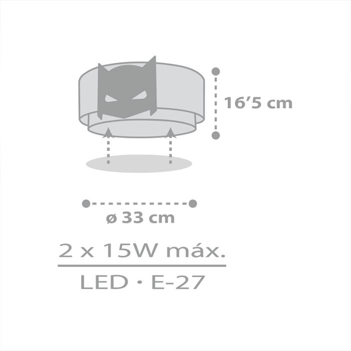 Plastikowa lampa sufitowa dla dzieci czarna, Hero