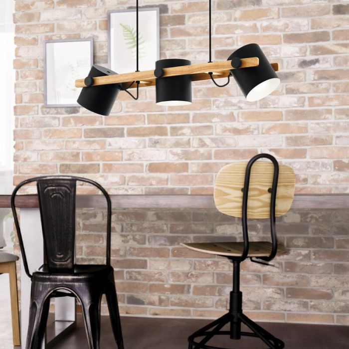 Drewniana lampa wisząca czarna, Kaspar