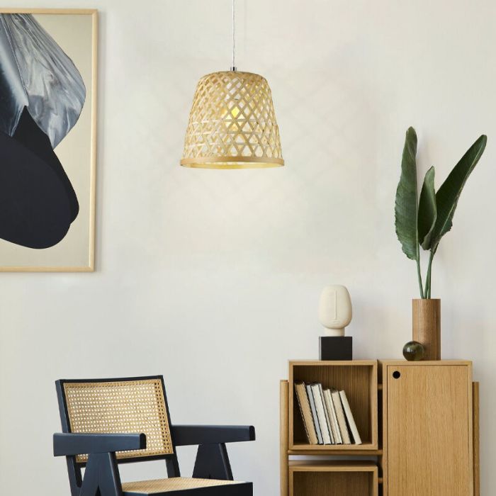 Rattanowa lampa wisząca brązowa, Durkje
