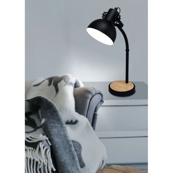 Drewniana lampa stołowa brązowa, Elmira, z przełącznik