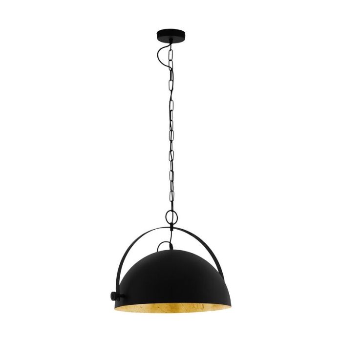 Stalowa industrialna lampa wisząca półkula czarna, Nickolas