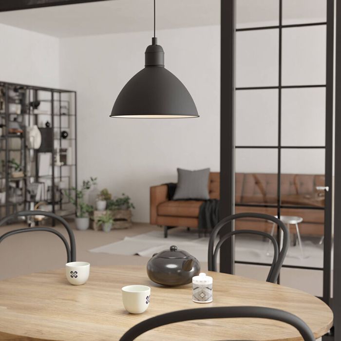 Aluminiowa industrialna lampa wisząca czarna, Nuno