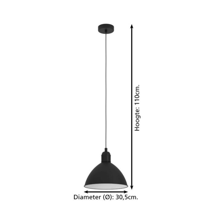 Aluminiowa industrialna lampa wisząca czarna, Nuno
