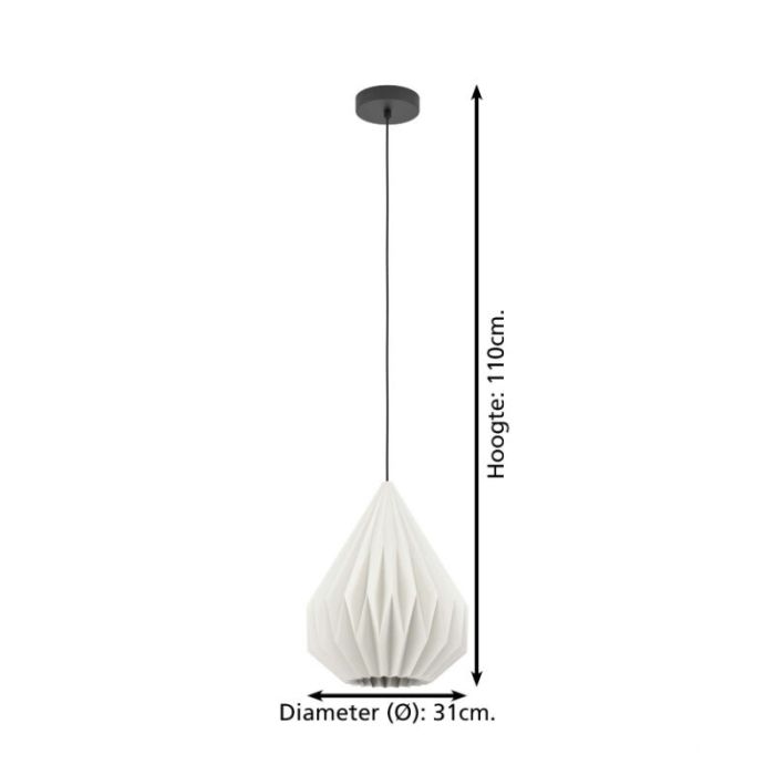 Papierowa lampa wisząca biała, Leco