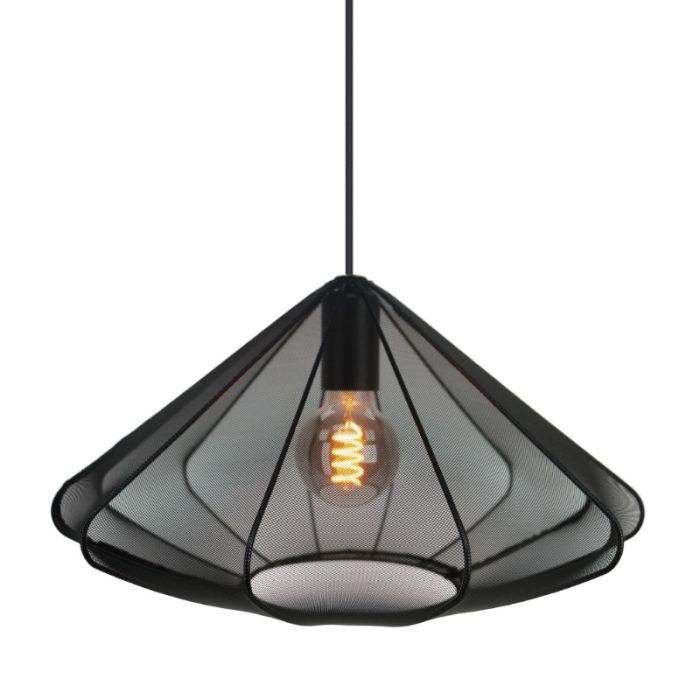 Stalowa industrialna lampa wisząca czarna, Agnese