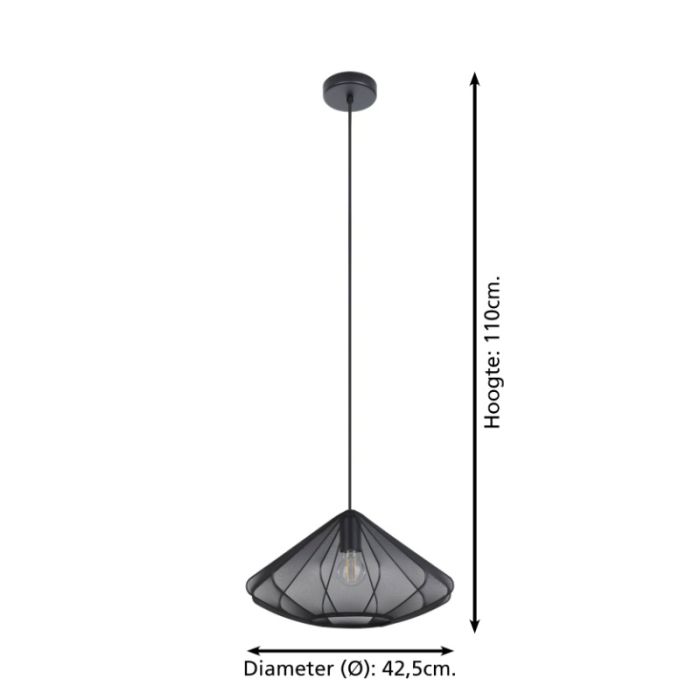Stalowa industrialna lampa wisząca czarna, Agnese