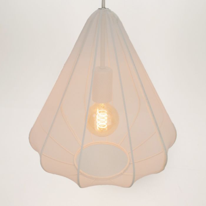 Stalowa industrialna lampa wisząca biała, Agnese