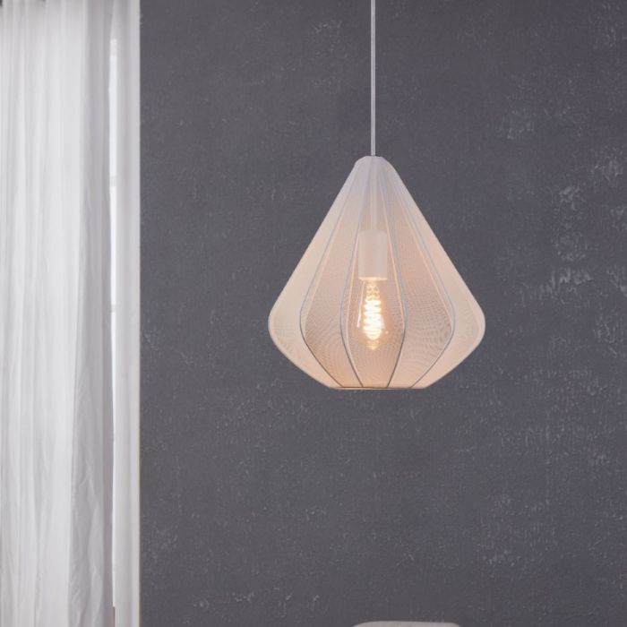 Stalowa industrialna lampa wisząca biała, Agnese