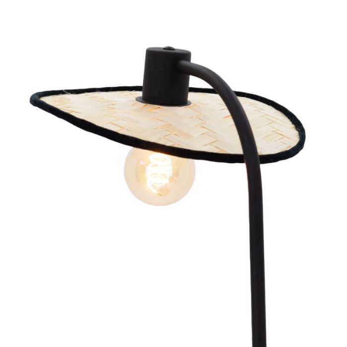 Drewniana rustykalna lampa stołowa brązowa, Jillah, z przełącznik