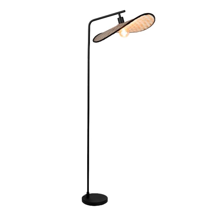 Drewniana rustykalna lampa stojąca brązowa, Jillah, z przełącznik