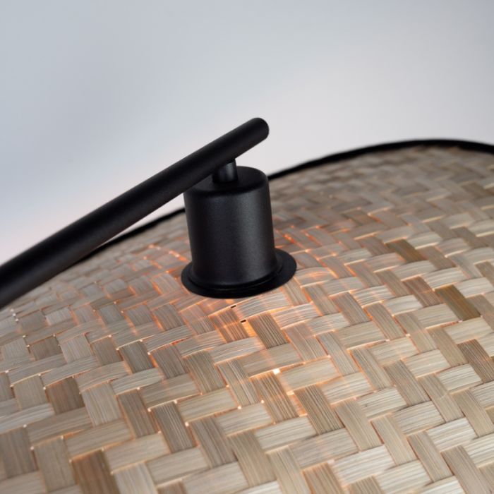Drewniana rustykalna lampa stojąca brązowa, Jillah, z przełącznik