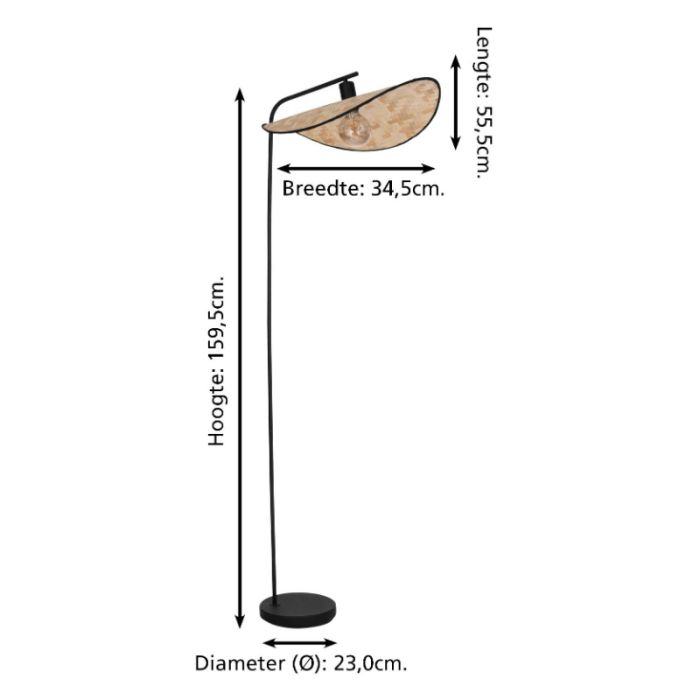 Drewniana rustykalna lampa stojąca brązowa, Jillah, z przełącznik
