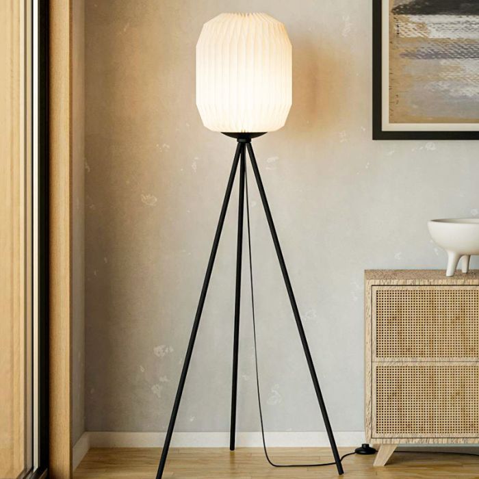 Papierowa lampa stojąca biała, Kars, z przełącznik