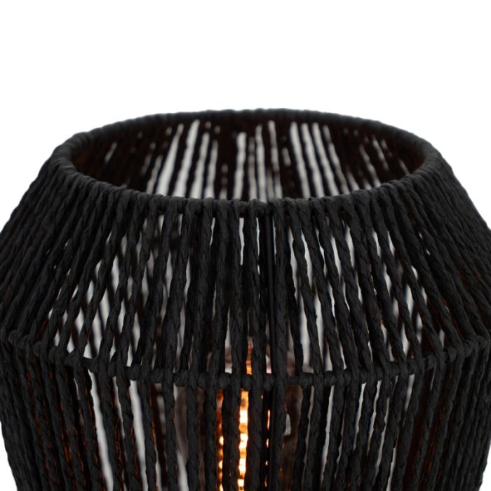 Papierowa lampa stołowa czarna, Caine, z przełącznik