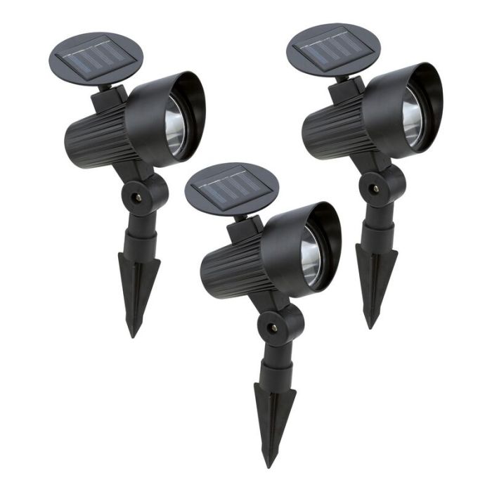 Plastikowa lampa dogruntowa czarna, Zora, 1W, 3000K LED, IP44, z przełącznik