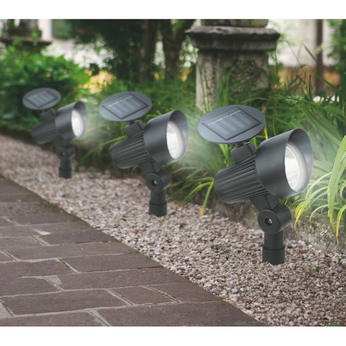 Plastikowa lampa dogruntowa czarna, Zora, 1W, 3000K LED, IP44, z przełącznik