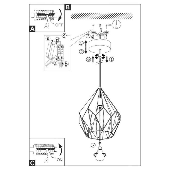 Metalowa design lampa wisząca czarna, Acri