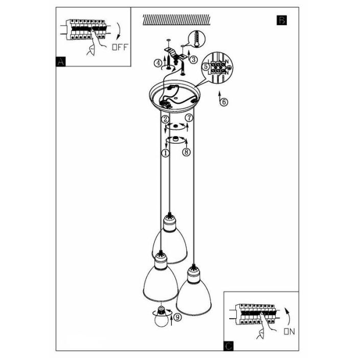 Metalowa industrialna lampa wisząca czarna, Lavinio