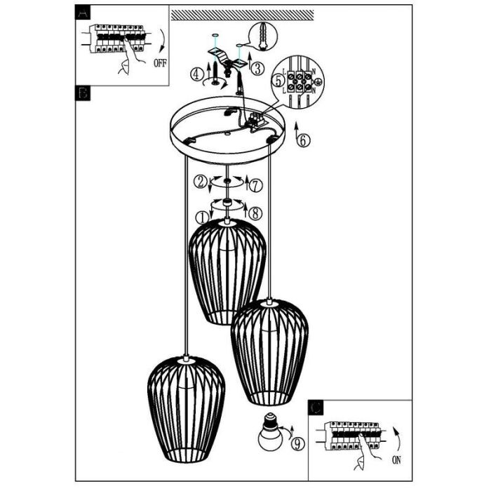 Metalowa industrialna lampa wisząca czarna, Kitana