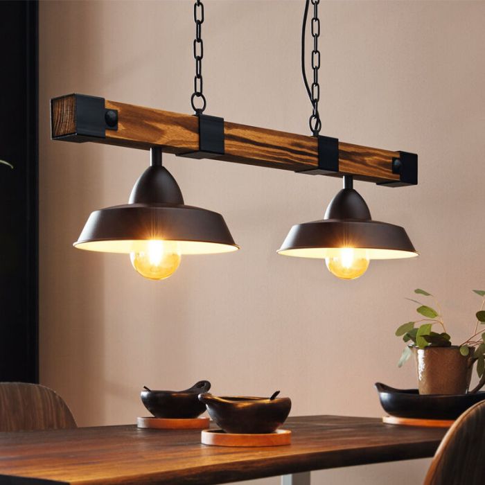 Drewniana lampa wisząca brązowa, Josia