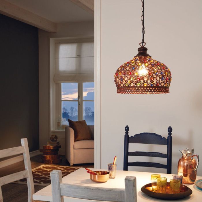 Metalowa orientalna lampa wisząca miedziana, Ahmad