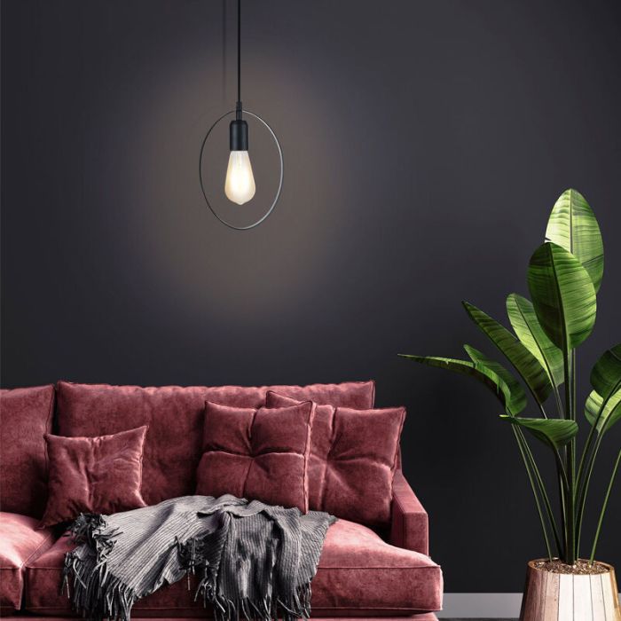 Metalowa retro lampa wisząca czarna, Aida