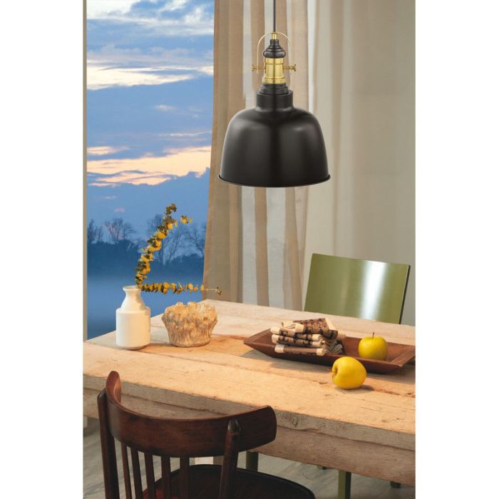 Metalowa retro lampa wisząca czarna, Alain
