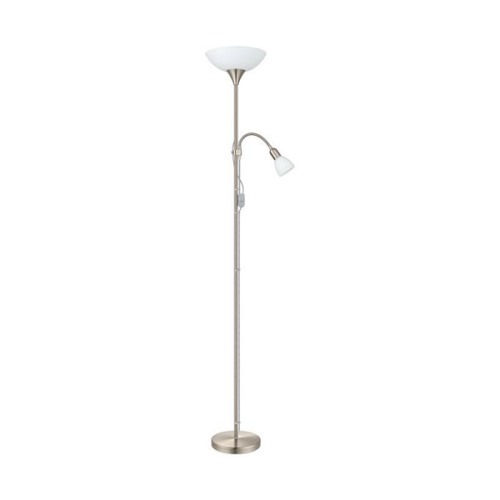 Plastikowa lampa do czytania stojąca niklowa, Burgo, z przełącznik