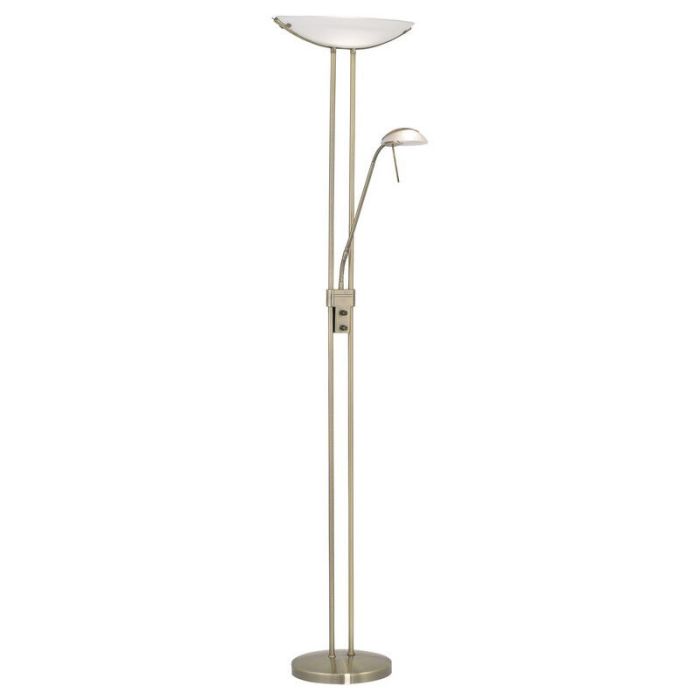 Szklana design lampa do czytania stojąca brązowa, Brava, z przełącznik