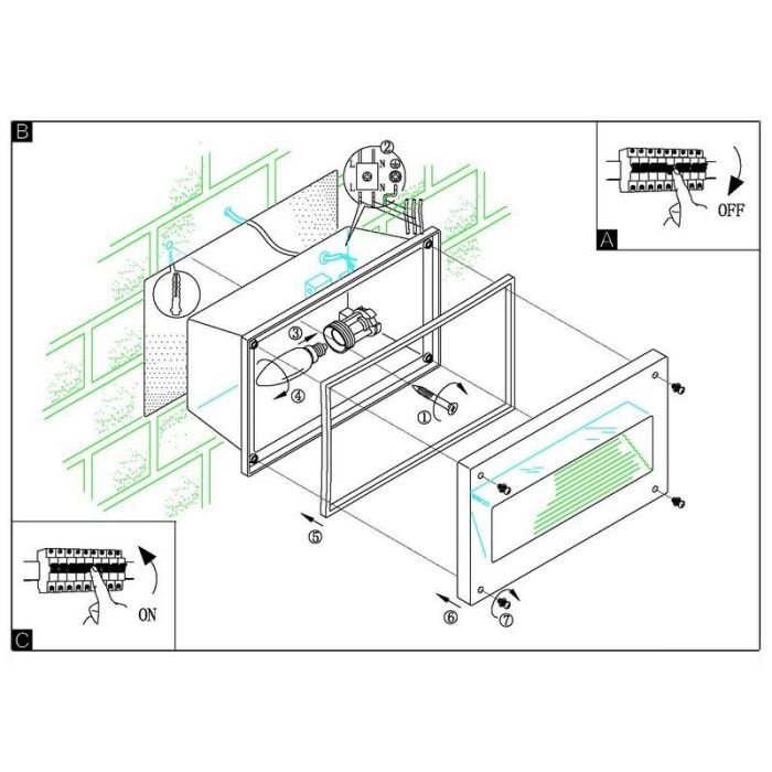 Aluminiowy wbudowany kinkiet zewnętrzny biały, Anke, IP44