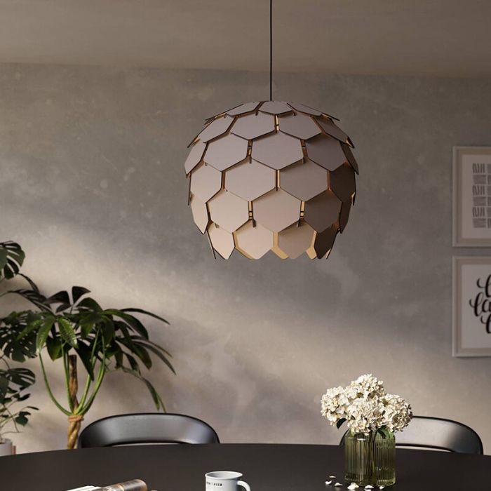 Drewniana design lampa wisząca szara, Latoya
