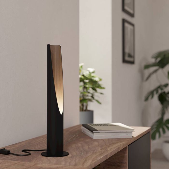 Aluminiowa nowoczesna lampa stołowa brązowa, Aloysius, z przełącznik