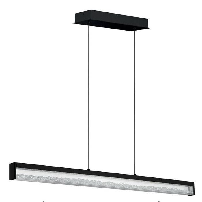 Kryształowa design lampa wisząca czarna, Aarnoud, 6W, regulowana ciepła do zimnej bieli LED, z dotykowy ściemniacz