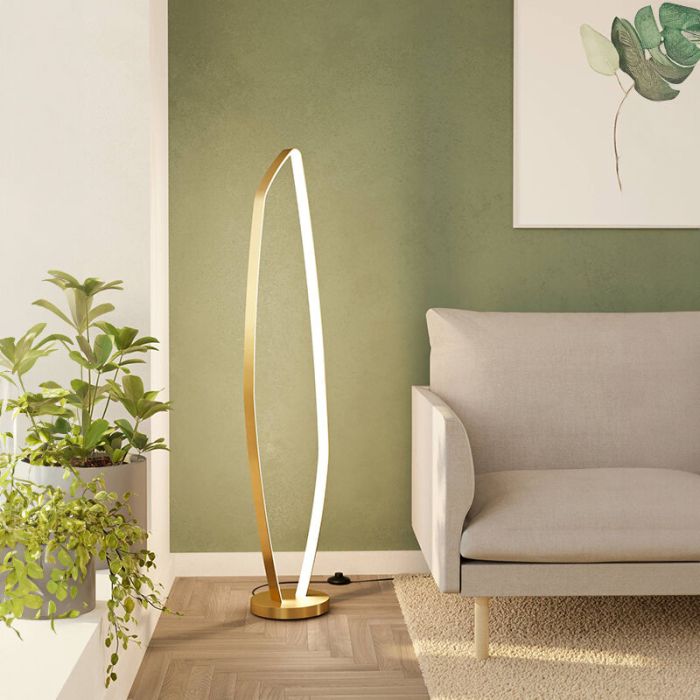 Aluminiowa design lampa stojąca złota, Samson, 25,2W, 3000K LED, z przełącznik