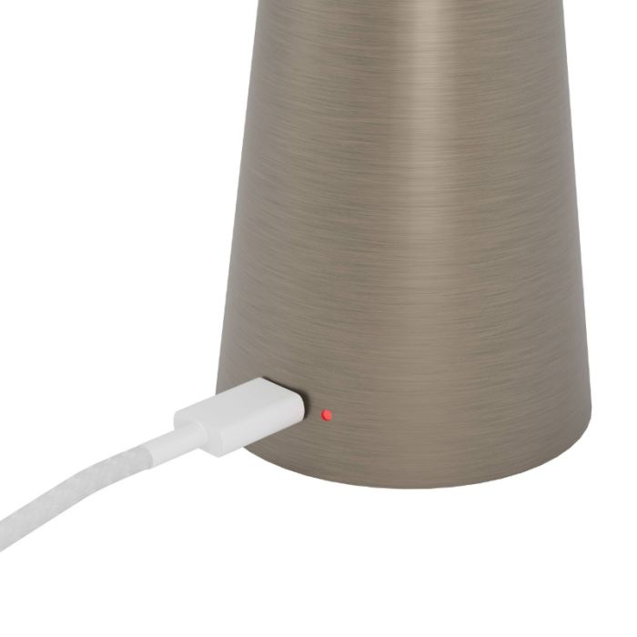 Stalowa nowoczesna lampa stołowa brązowa, Ishika, 2,8W, white switch LED, IP54, z dotykowy ściemniacz