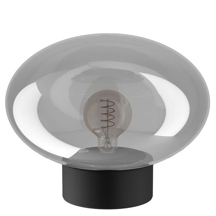 Szklana design lampa stołowa szara, Kirstin, z przełącznik