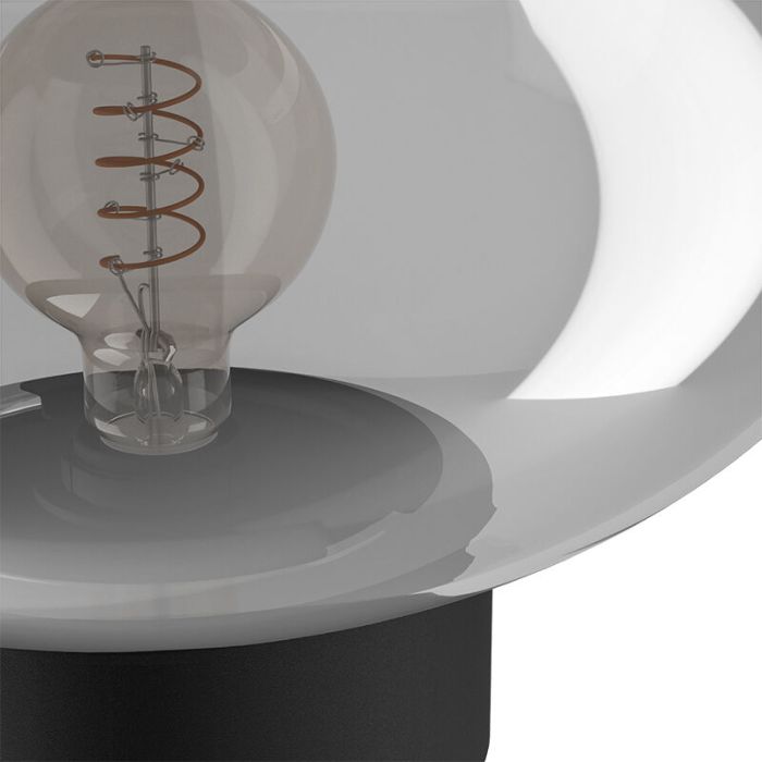 Szklana design lampa stołowa szara, Kirstin, z przełącznik