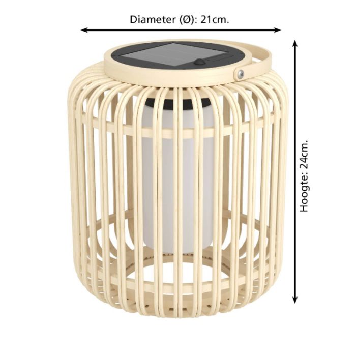 Drewniana lampa solarna stołowa brązowa, Hanin, 3,3W, 4000K LED, IP44, z przełącznik