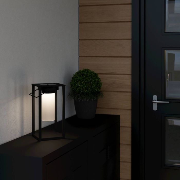 Plastikowa lampa solarna stołowa czarna, Hillebrand, 3,3W, 4000K LED, IP54, z przełącznik