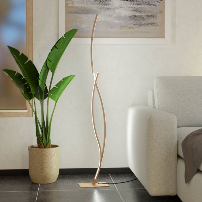 Stalowa design lampa stojąca brązowa, Tevin, 20W, 4000K LED, z przełącznik