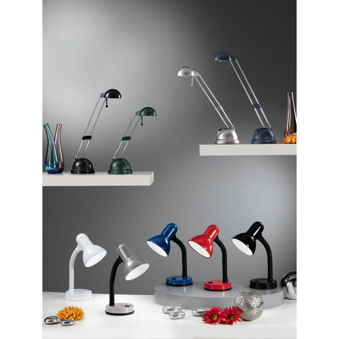 Plastikowa lampa biurkowa biała, Granza, z przełącznik